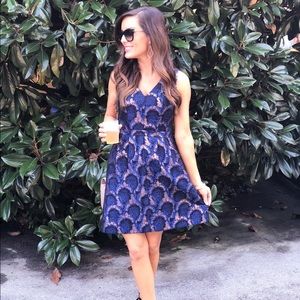 J.Crew 00 Navy Blue & Gold Dress